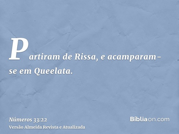 Partiram de Rissa, e acamparam-se em Queelata.