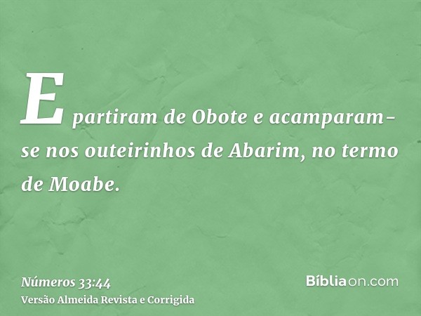 E partiram de Obote e acamparam-se nos outeirinhos de Abarim, no termo de Moabe.