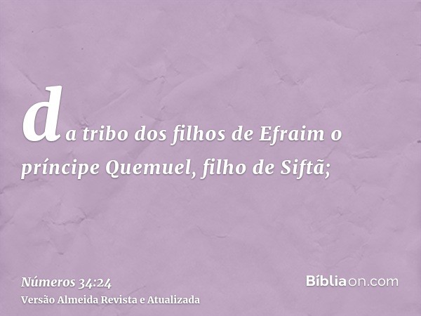 da tribo dos filhos de Efraim o príncipe Quemuel, filho de Siftã;