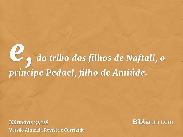 e, da tribo dos filhos de Naftali, o príncipe Pedael, filho de Amiúde.