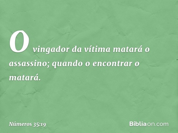 O vingador da vítima matará o assassino; quando o encontrar o matará. -- Números 35:19