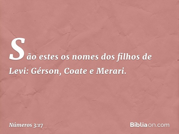 São estes os nomes
dos filhos de Levi:
Gérson, Coate e Merari. -- Números 3:17