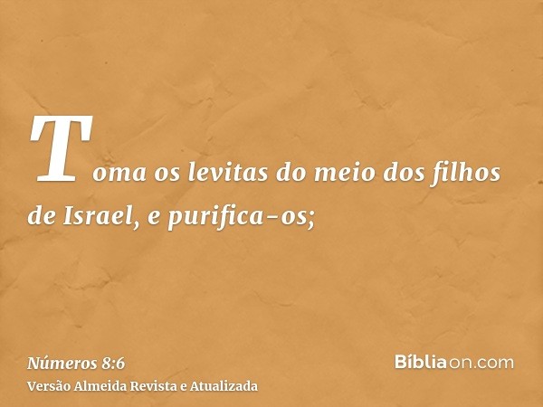 Toma os levitas do meio dos filhos de Israel, e purifica-os;