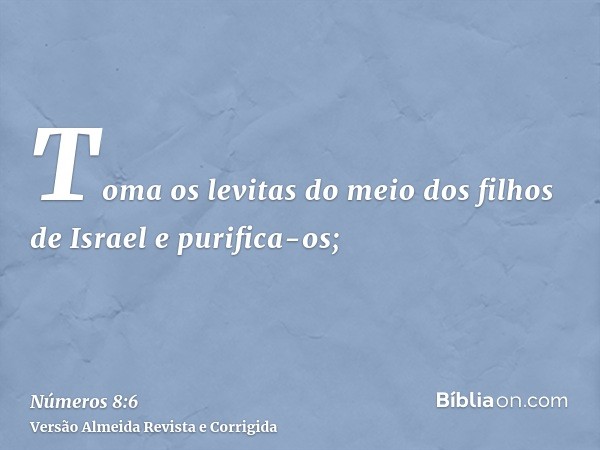 Toma os levitas do meio dos filhos de Israel e purifica-os;