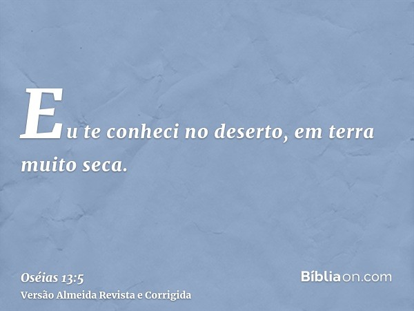 Eu te conheci no deserto, em terra muito seca.