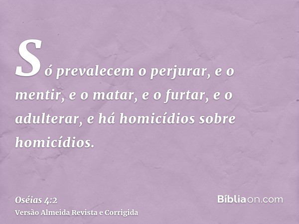 Só prevalecem o perjurar, e o mentir, e o matar, e o furtar, e o adulterar, e há homicídios sobre homicídios.