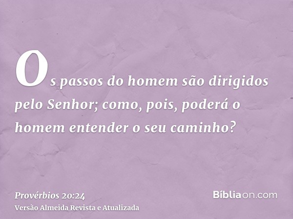 Os passos do homem são dirigidos pelo Senhor; como, pois, poderá o homem entender o seu caminho?