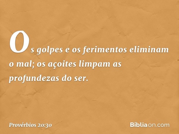 Os golpes e os ferimentos
eliminam o mal;
os açoites limpam as profundezas do ser. -- Provérbios 20:30