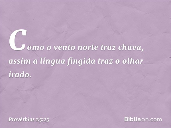 Como o vento norte traz chuva,
assim a língua fingida traz o olhar irado. -- Provérbios 25:23