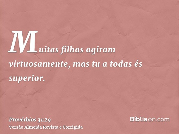 Muitas filhas agiram virtuosamente, mas tu a todas és superior.