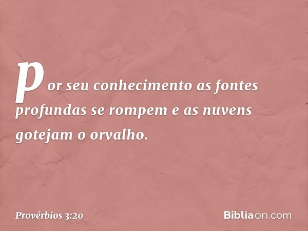 por seu conhecimento
as fontes profundas se rompem
e as nuvens gotejam o orvalho. -- Provérbios 3:20