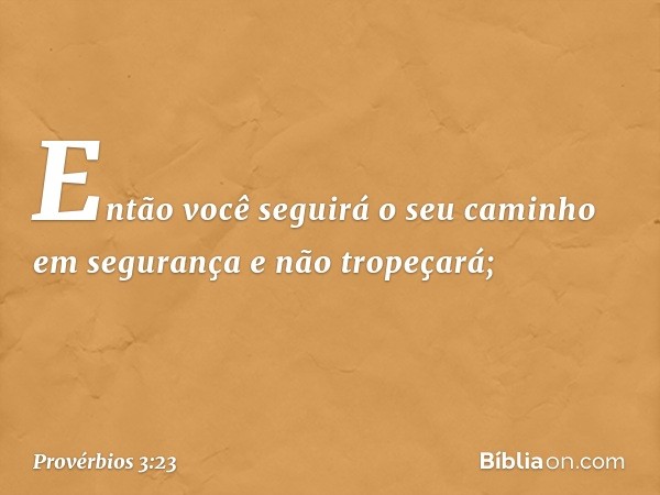 Então você seguirá o seu caminho
em segurança
e não tropeçará; -- Provérbios 3:23