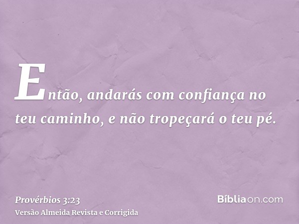 Então, andarás com confiança no teu caminho, e não tropeçará o teu pé.