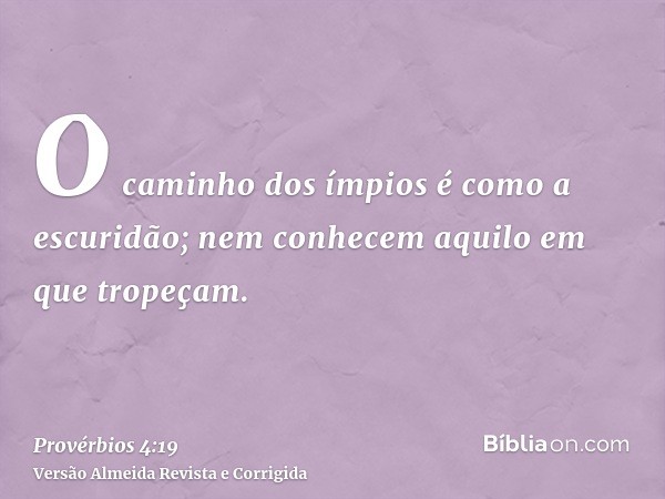 O caminho dos ímpios é como a escuridão; nem conhecem aquilo em que tropeçam.