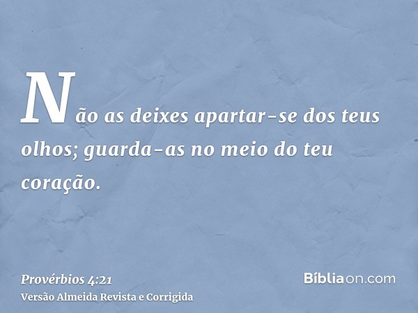 Não as deixes apartar-se dos teus olhos; guarda-as no meio do teu coração.