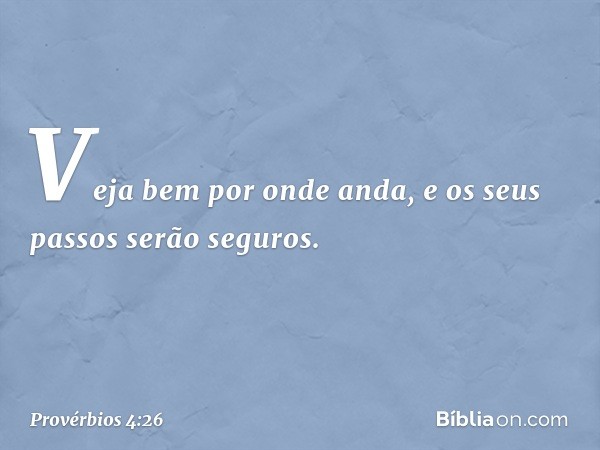 Veja bem por onde anda,
e os seus passos serão seguros. -- Provérbios 4:26