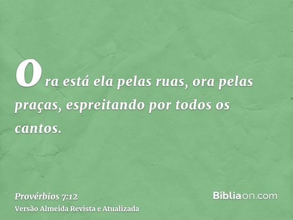 ora está ela pelas ruas, ora pelas praças, espreitando por todos os cantos.