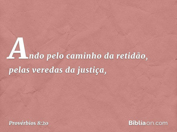 Ando pelo caminho da retidão,
pelas veredas da justiça, -- Provérbios 8:20