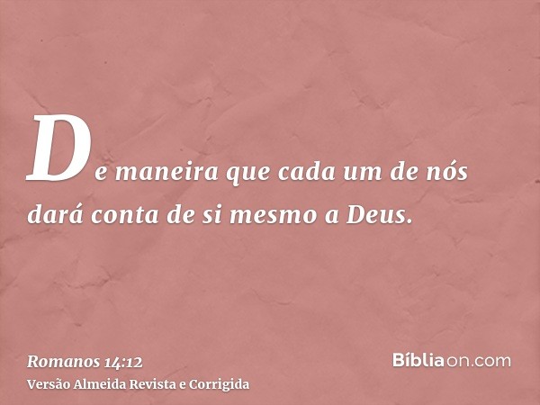 De maneira que cada um de nós dará conta de si mesmo a Deus.