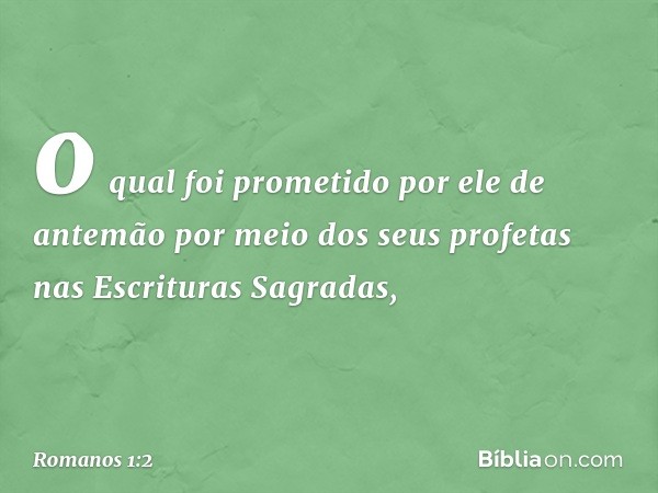 o qual foi prometido por ele de antemão por meio dos seus profetas nas Escrituras Sagradas, -- Romanos 1:2