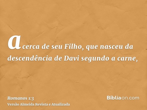 acerca de seu Filho, que nasceu da descendência de Davi segundo a carne,