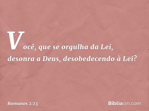 Você, que se orgulha da Lei, desonra a Deus, desobedecendo à Lei? -- Romanos 2:23