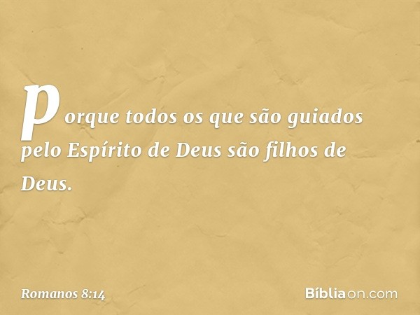 porque todos os que são guiados pelo Espírito de Deus são filhos de Deus. -- Romanos 8:14