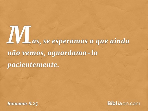 Mas, se esperamos o que ainda não vemos, aguardamo-lo pacientemente. -- Romanos 8:25