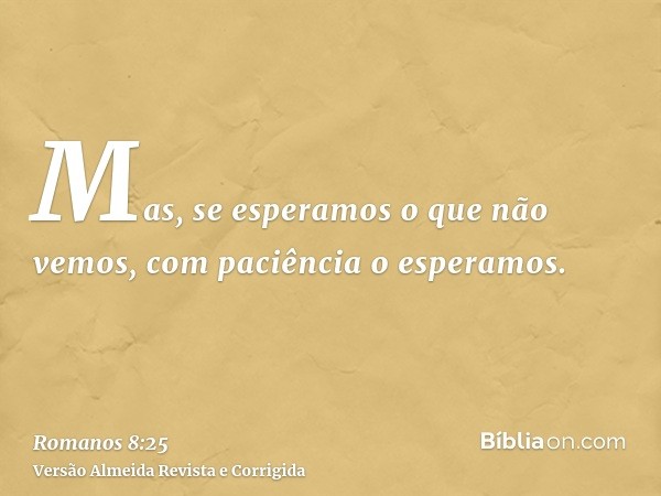 Mas, se esperamos o que não vemos, com paciência o esperamos.