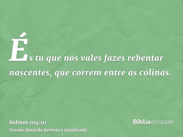 És tu que nos vales fazes rebentar nascentes, que correm entre as colinas.