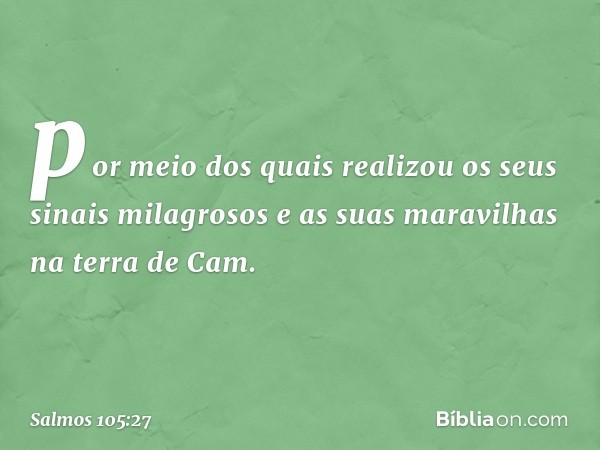 por meio dos quais realizou
os seus sinais milagrosos
e as suas maravilhas na terra de Cam. -- Salmo 105:27