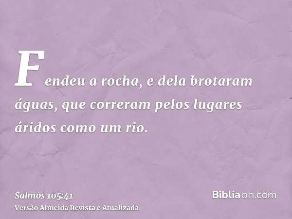 Fendeu a rocha, e dela brotaram águas, que correram pelos lugares áridos como um rio.