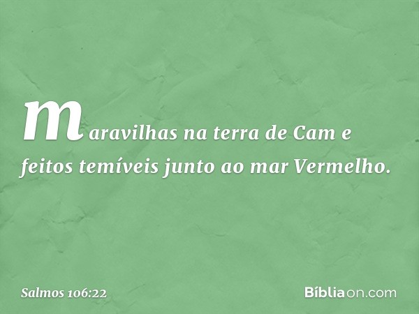 maravilhas na terra de Cam
e feitos temíveis junto ao mar Vermelho. -- Salmo 106:22