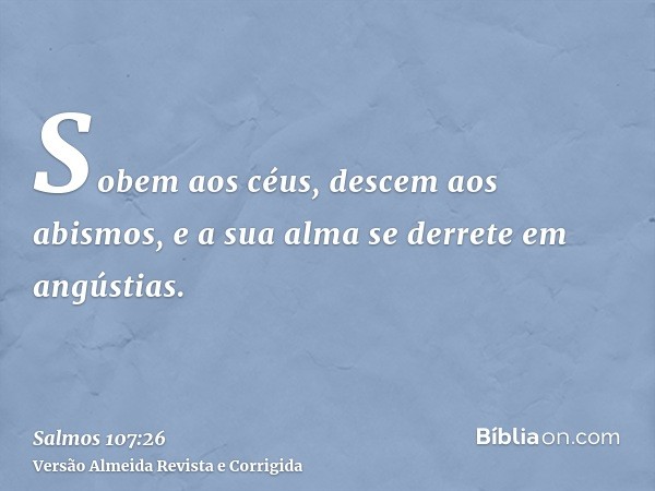 Sobem aos céus, descem aos abismos, e a sua alma se derrete em angústias.
