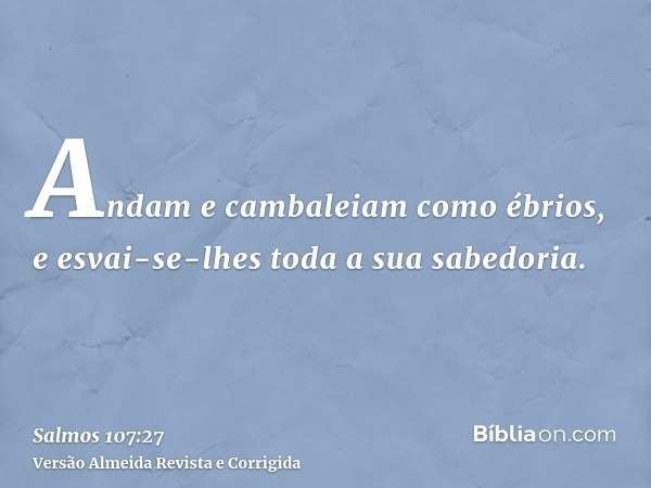 Andam e cambaleiam como ébrios, e esvai-se-lhes toda a sua sabedoria.