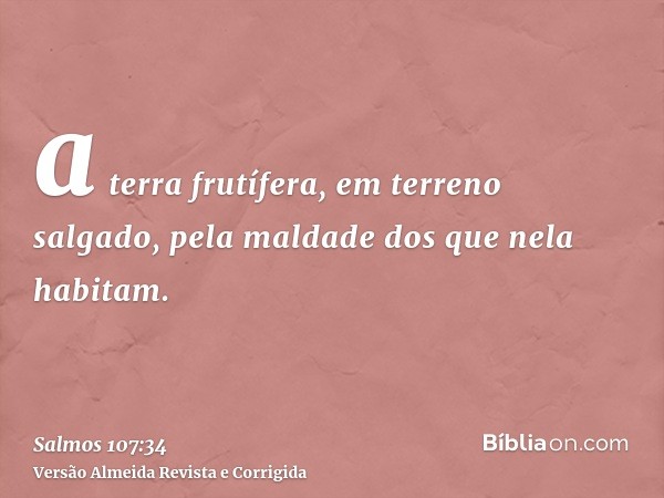 a terra frutífera, em terreno salgado, pela maldade dos que nela habitam.