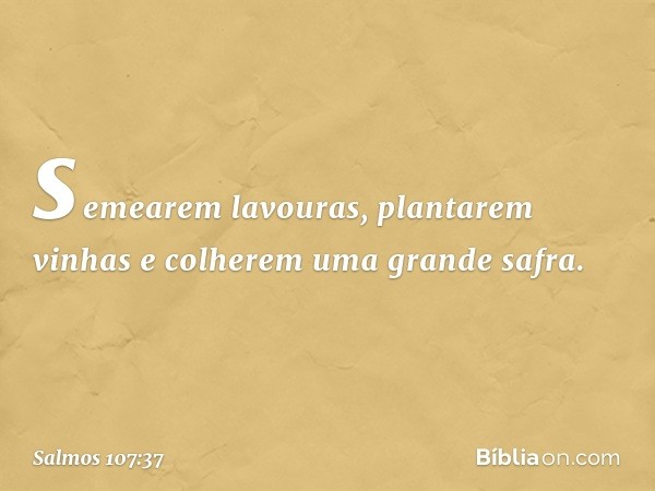 semearem lavouras, plantarem vinhas
e colherem uma grande safra. -- Salmo 107:37