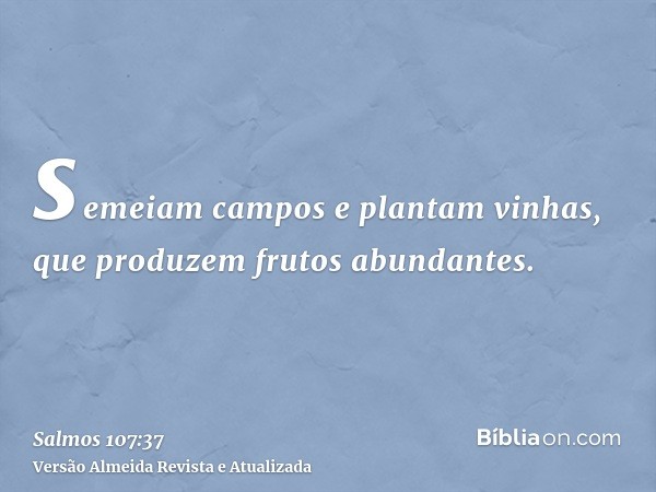 semeiam campos e plantam vinhas, que produzem frutos abundantes.