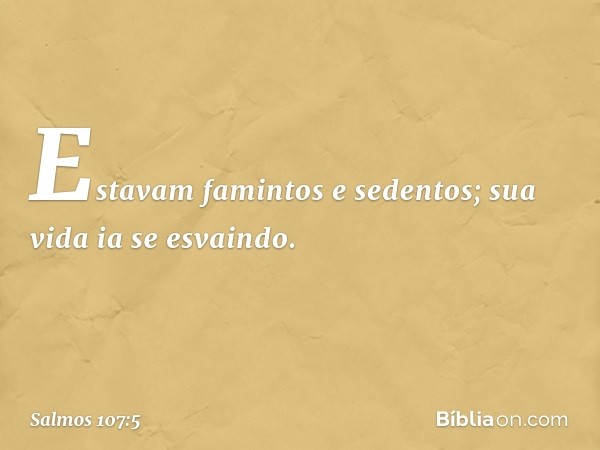 Estavam famintos e sedentos;
sua vida ia se esvaindo. -- Salmo 107:5