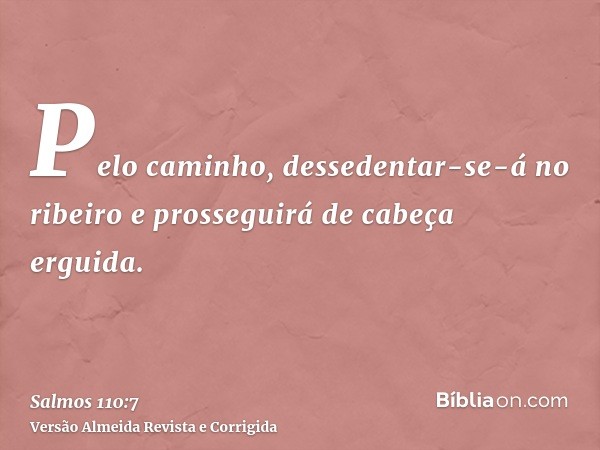 Pelo caminho, dessedentar-se-á no ribeiro e prosseguirá de cabeça erguida.