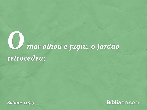 O mar olhou e fugiu,
o Jordão retrocedeu; -- Salmo 114:3