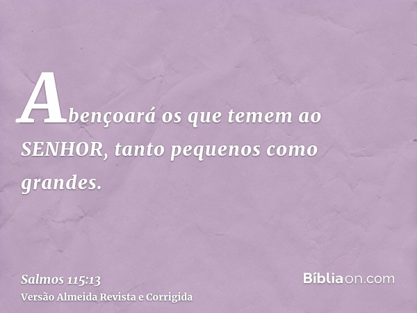 Abençoará os que temem ao SENHOR, tanto pequenos como grandes.