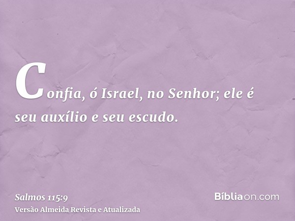 Confia, ó Israel, no Senhor; ele é seu auxílio e seu escudo.