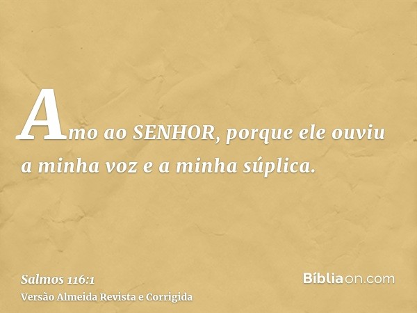 Amo ao SENHOR, porque ele ouviu a minha voz e a minha súplica.