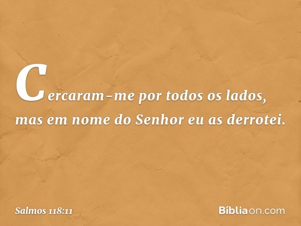 Cercaram-me por todos os lados,
mas em nome do Senhor eu as derrotei. -- Salmo 118:11