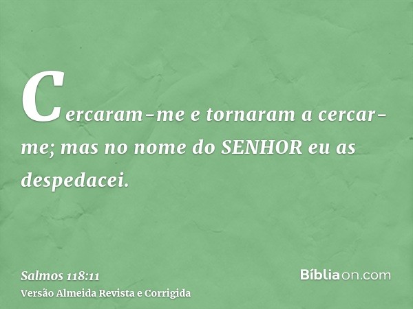Cercaram-me e tornaram a cercar-me; mas no nome do SENHOR eu as despedacei.