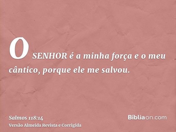 O SENHOR é a minha força e o meu cântico, porque ele me salvou.