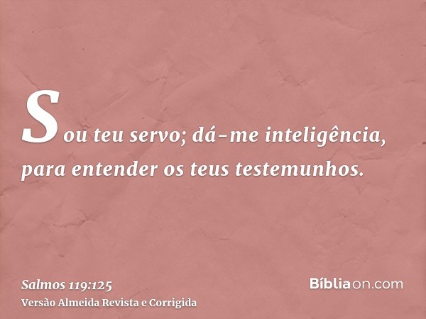 Sou teu servo; dá-me inteligência, para entender os teus testemunhos.