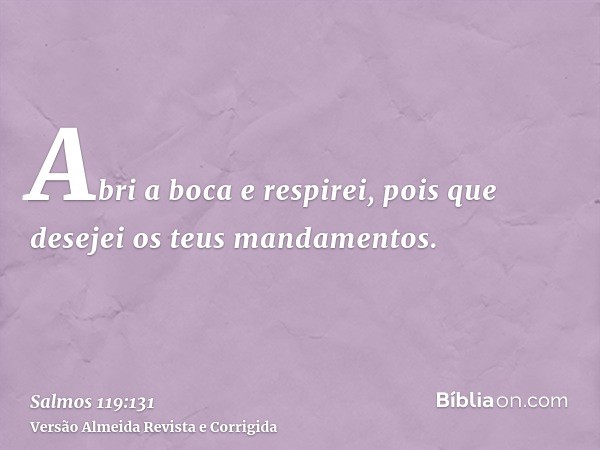 Abri a boca e respirei, pois que desejei os teus mandamentos.
