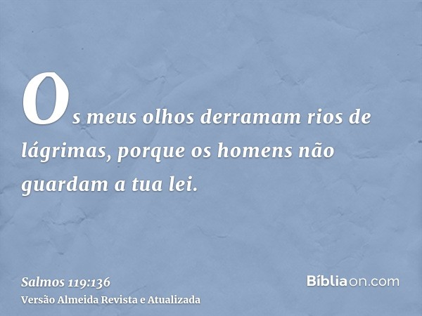 Os meus olhos derramam rios de lágrimas, porque os homens não guardam a tua lei.